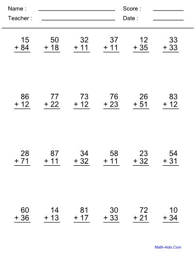 Math Aids Worksheets .